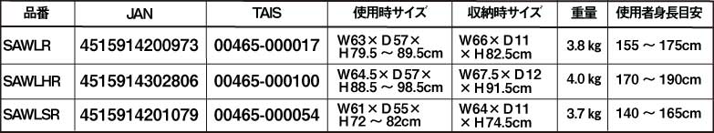 セーフティーアームウォーカーLサイズ表