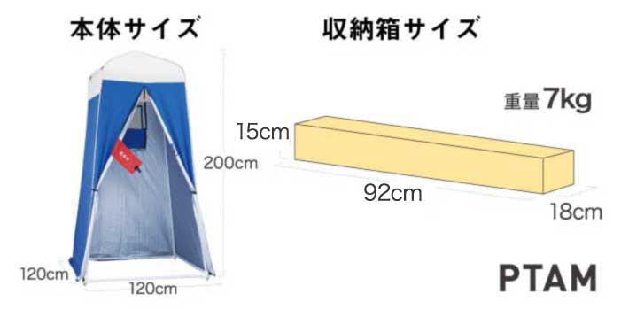 パーソナルテントMタイプサイズ表